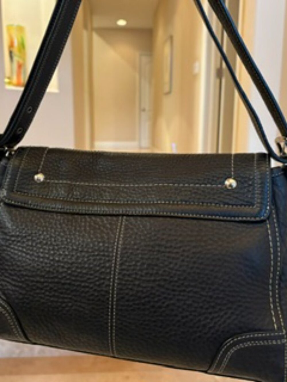 Coach F13957 Black Pebbled Leather Turnlock Flap Shoulder Crossbody Bag - Picture 3 of 10